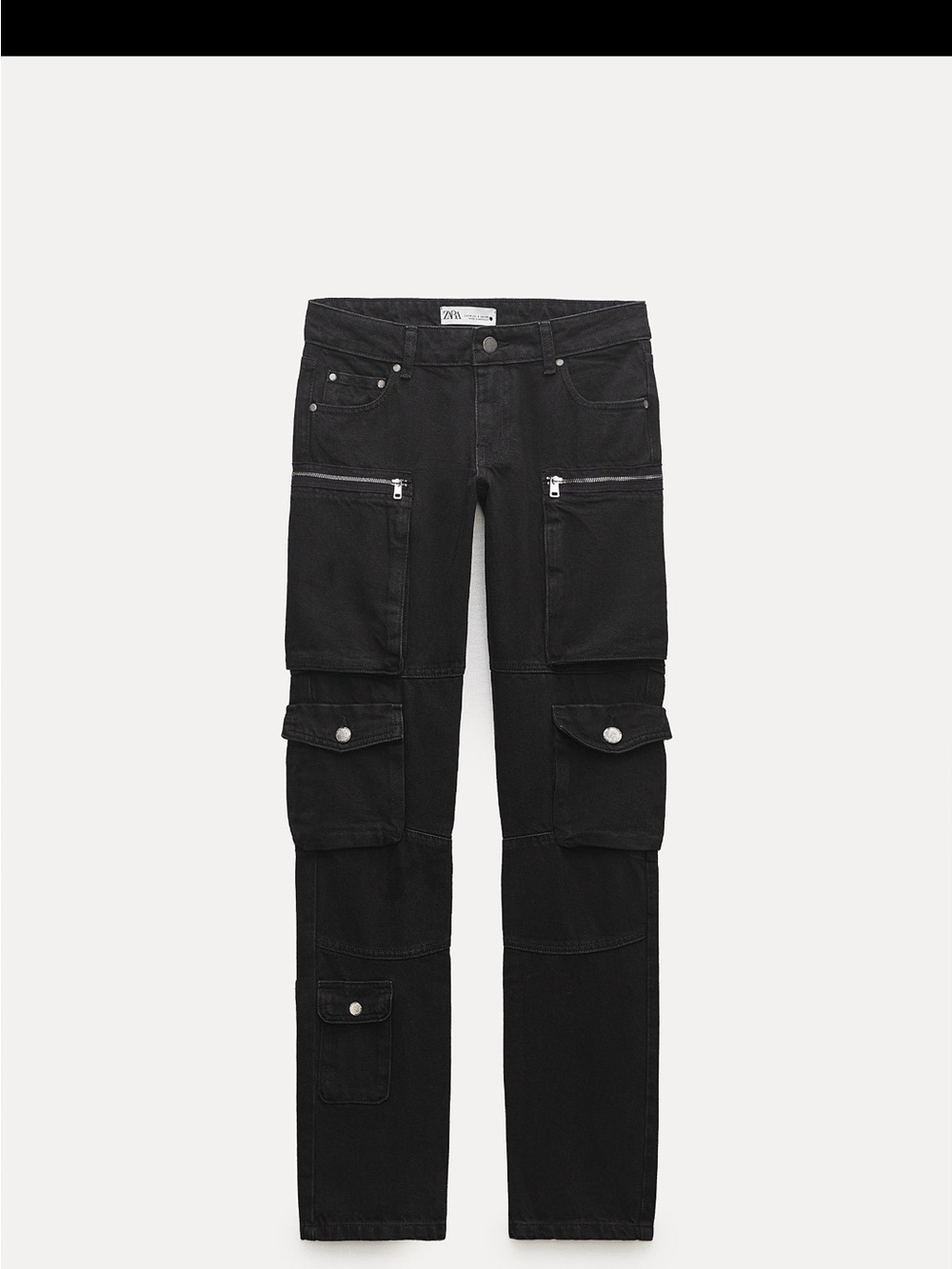 Zara Men Black Slim Straight Cargo Jeans